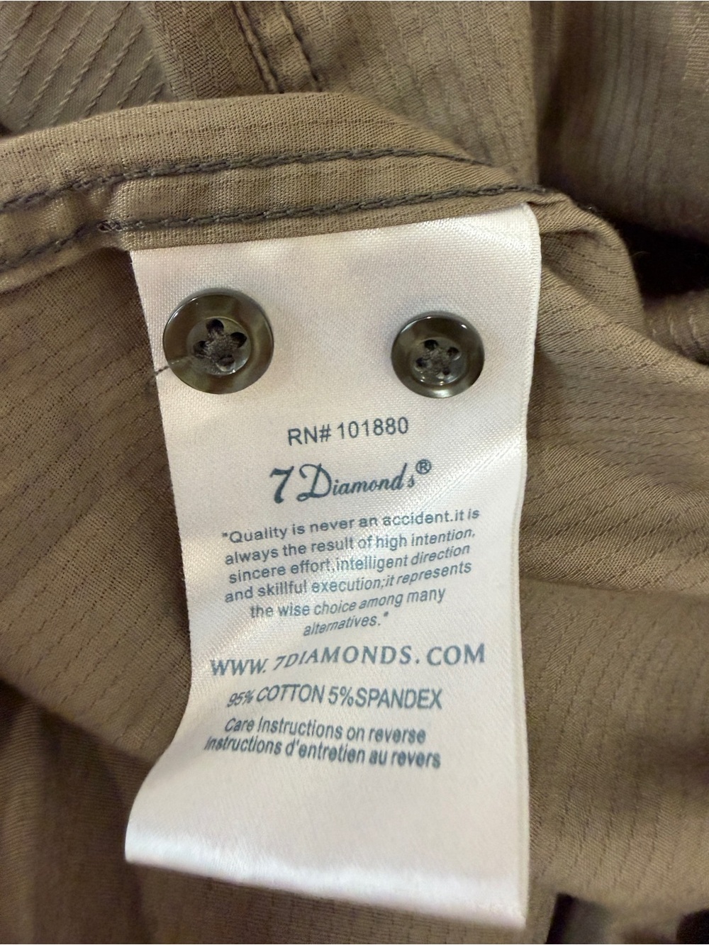7 Diamonds Khaki Utility Button Up Shirt Men's XL Stretch Military Casual - Picture 4 of 4